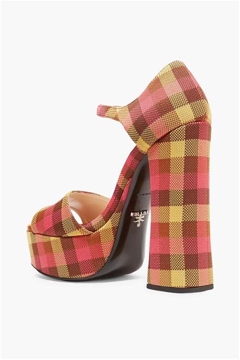 prada checked canvas platform sandals|prada platform sandals outlet.